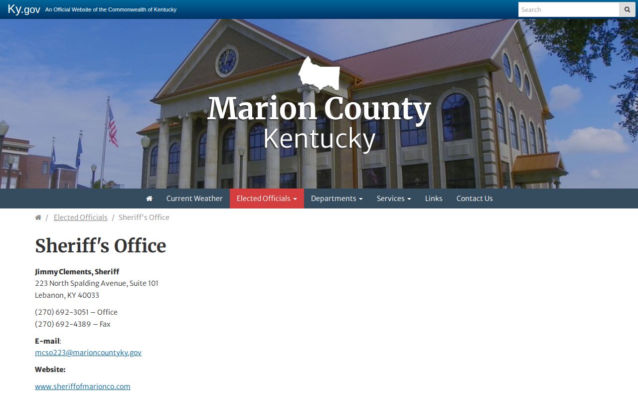 Official Marion County Sheriff's Office contact page